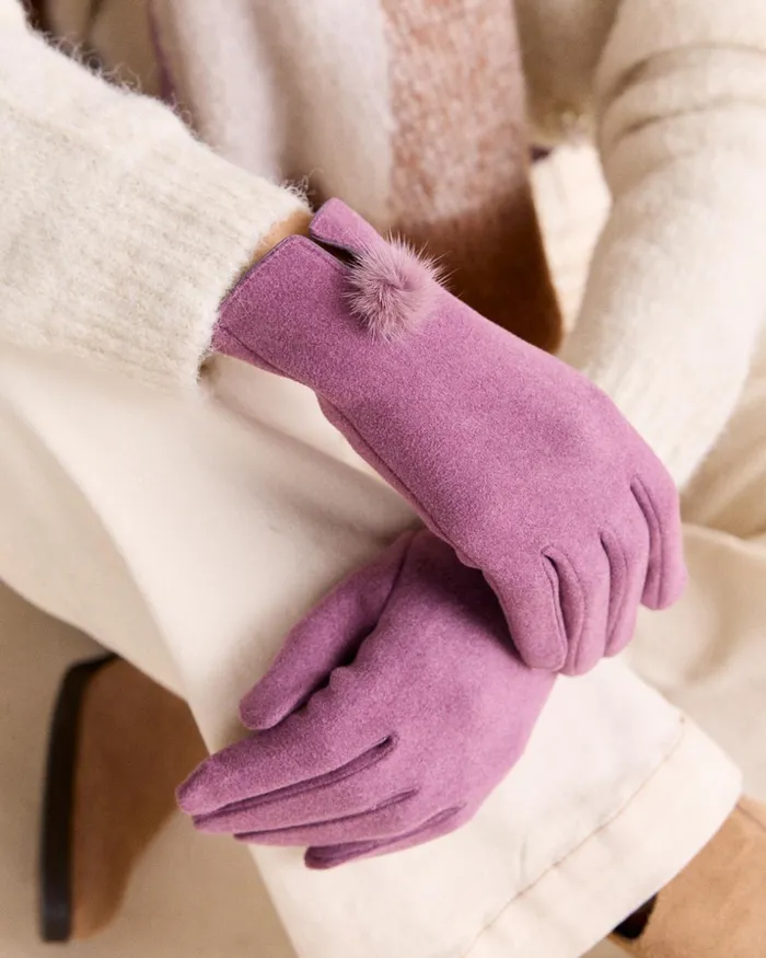 Polin Et Moi Daniela Pom Pom Gloves Lilac Women Gloves Polin Et Moi Daniela Pom Pom Gloves Lilac Women Gloves