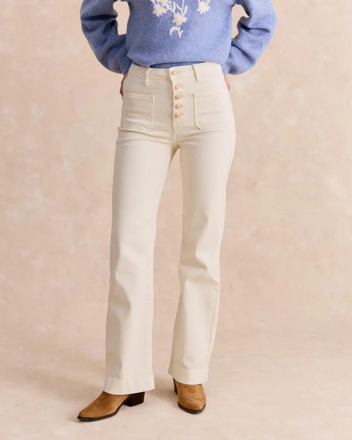 Polin Et Moi Denim Durne Button Raw Women Trousers