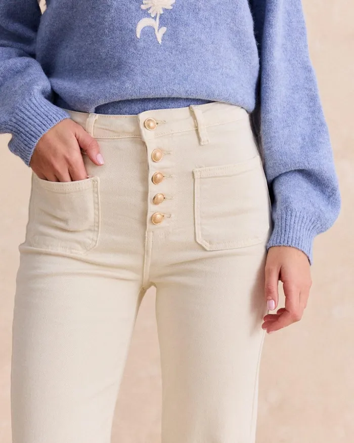 Polin Et Moi Denim Durne Button Raw Women Trousers Polin Et Moi Denim Durne Button Raw Women Trousers