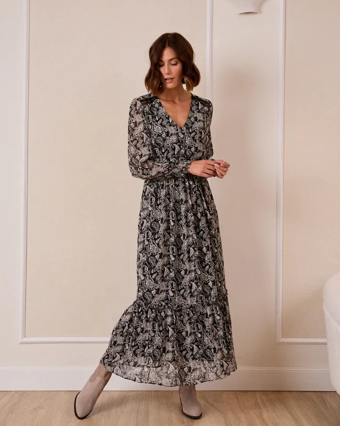 Polin Et Moi Eirene Print Dress Black Women Dresses And Jumpsuits