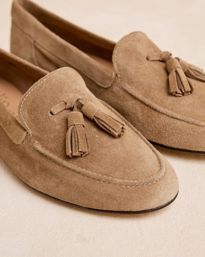 Polin Et Moi Fenitia Tassel Loafers Taupe Women Moccasins