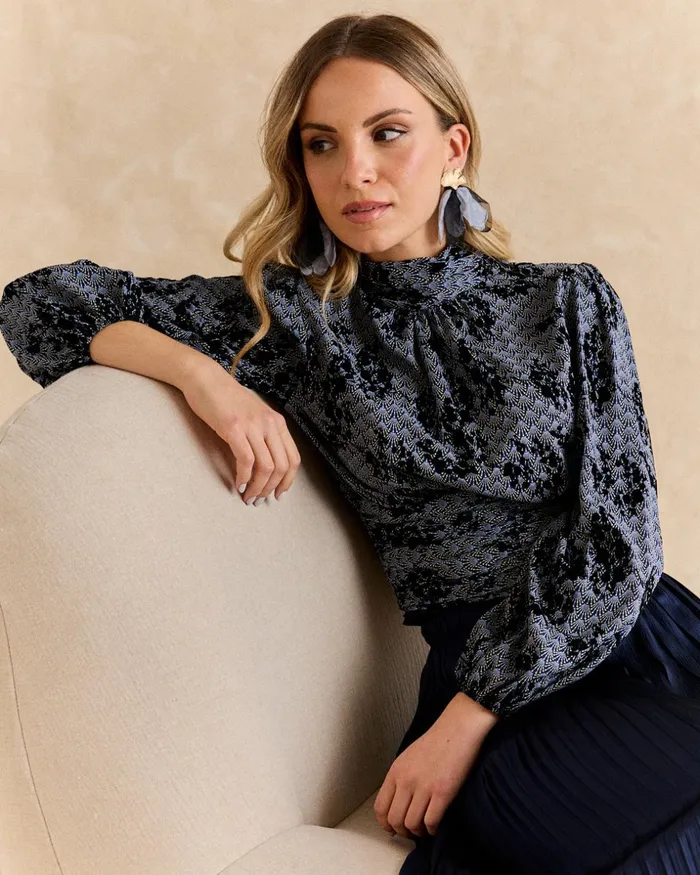 Polin Et Moi Flocked Top Sofia Marine Women TShirts And Tops Polin Et Moi Flocked Top Sofia Marine Women TShirts And Tops