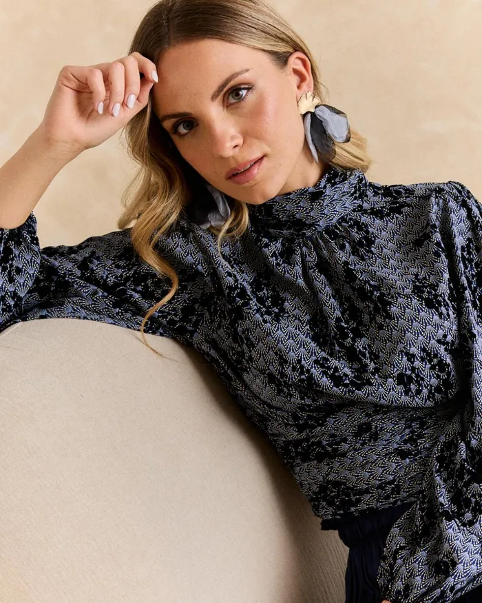 Polin Et Moi Flocked Top Sofia Marine Women TShirts And Tops Polin Et Moi Flocked Top Sofia Marine Women TShirts And Tops