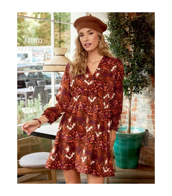 Polin Et Moi Houda Sleeves Dress Brown Women Dresses And Jumpsuits