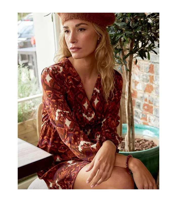 Polin Et Moi Houda Sleeves Dress Brown Women Dresses And Jumpsuits Polin Et Moi Houda Sleeves Dress Brown Women Dresses And Jumpsuits