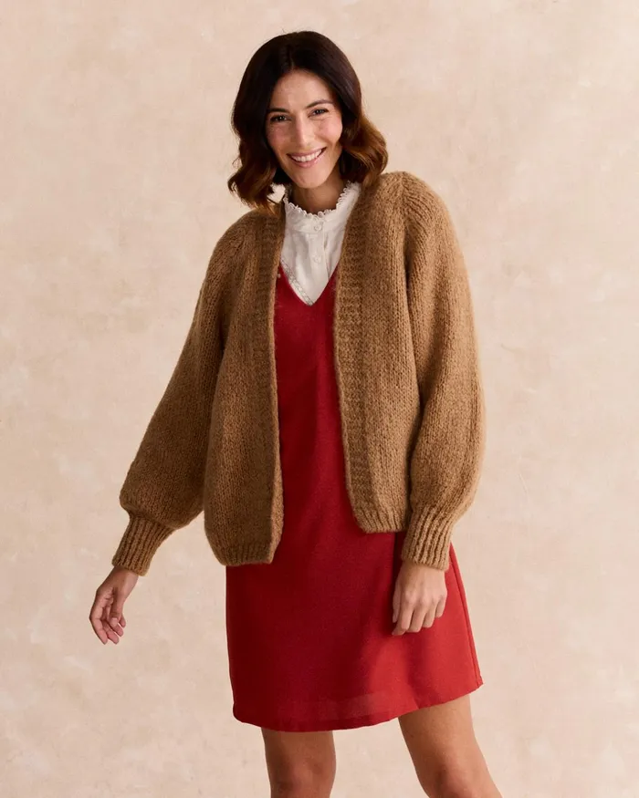Polin Et Moi Knitted Mira Jacket Camel Women Cardigans And Sweaters