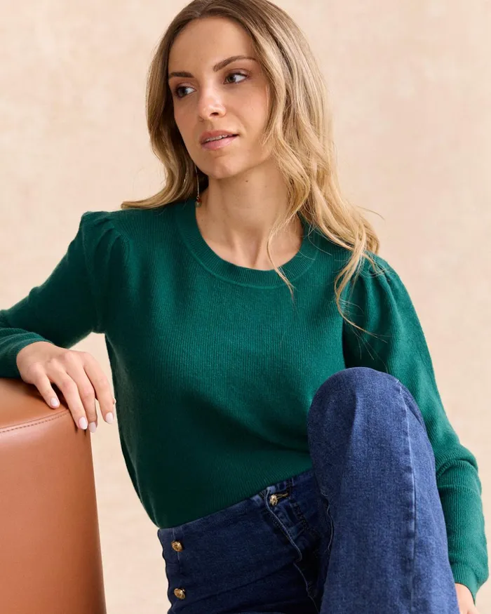 Polin Et Moi Sweater Olive Sleeve Emerald Green Women Cardigans And Sweaters