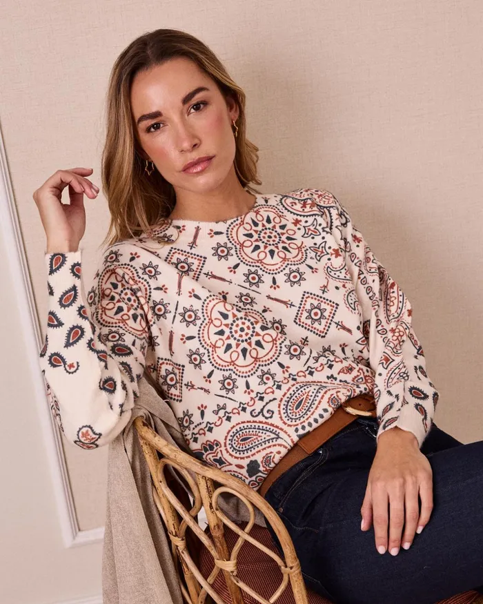 Polin Et Moi Sweater Print Brittany Raw Women Knitted Polin Et Moi Sweater Print Brittany Raw Women Knitted