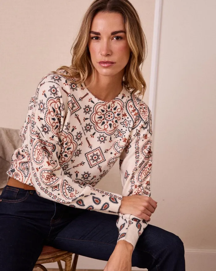 Polin Et Moi Sweater Print Brittany Raw Women Knitted Polin Et Moi Sweater Print Brittany Raw Women Knitted