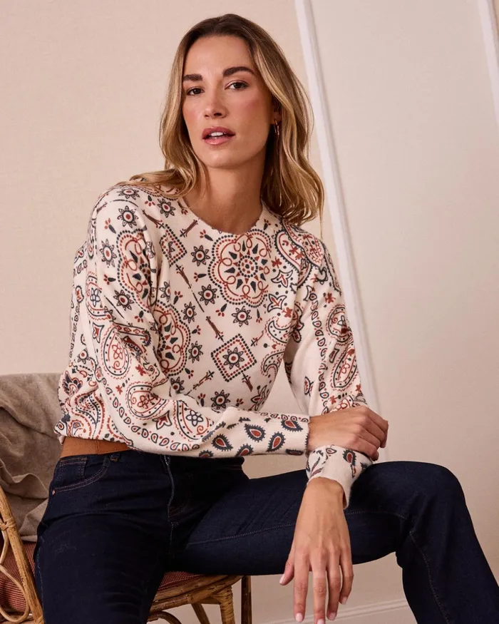 Polin Et Moi Sweater Print Brittany Raw Women Knitted Polin Et Moi Sweater Print Brittany Raw Women Knitted