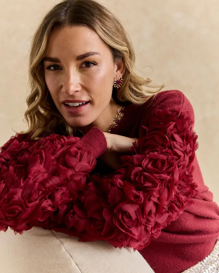 Polin Et Moi Sweater Sleeves Flora Bordeaux Women Cardigans And Sweaters