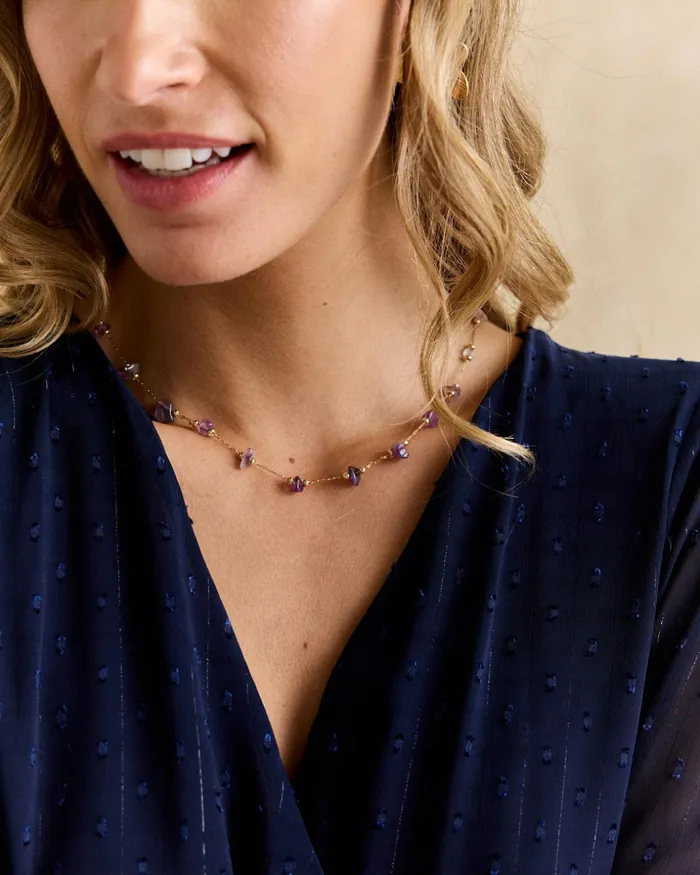 Polin Et Moi Varana Stones Necklace Lavender Women Jewelry