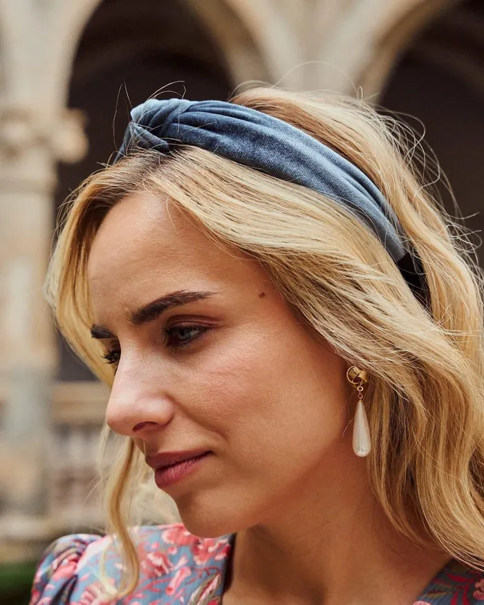 Polin Et Moi Velvet Dinele Headband Denim Women Hair Accessories Polin Et Moi Velvet Dinele Headband Denim Women Hair Accessories