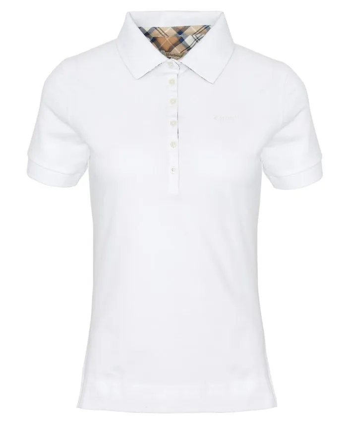 Portsdown Polo Shirt Whiteprimrose Tartan Women Barbour TShirts