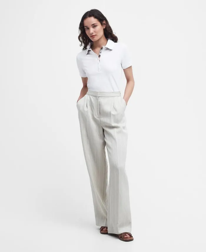 Portsdown Polo Shirt Whiteprimrose Tartan Women Barbour TShirts