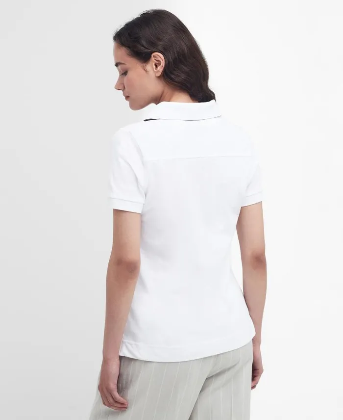 Portsdown Polo Shirt Whiteprimrose Tartan Women Barbour TShirts