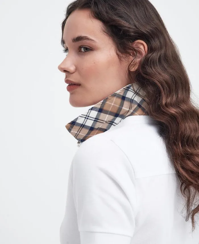 Portsdown Polo Shirt Whiteprimrose Tartan Women Barbour TShirts