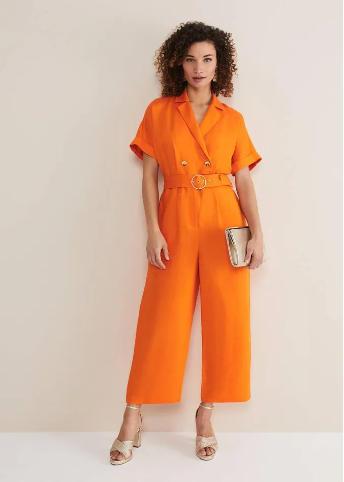 Pria Linen Jumpsuit Orange Women Phase Eight Dresses