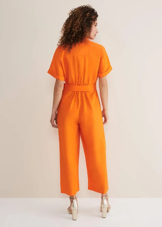Pria Linen Jumpsuit Orange Women Phase Eight Dresses