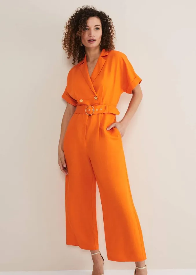 Pria Linen Jumpsuit Orange Women Phase Eight Dresses