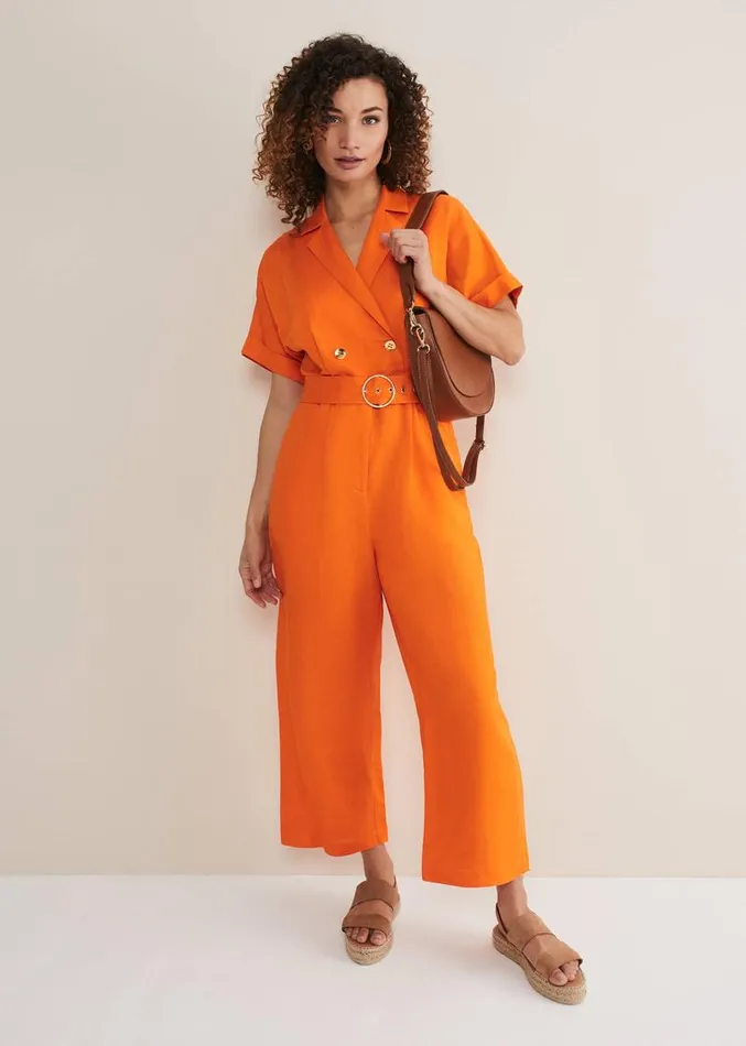 Pria Linen Jumpsuit Orange Women Phase Eight Dresses
