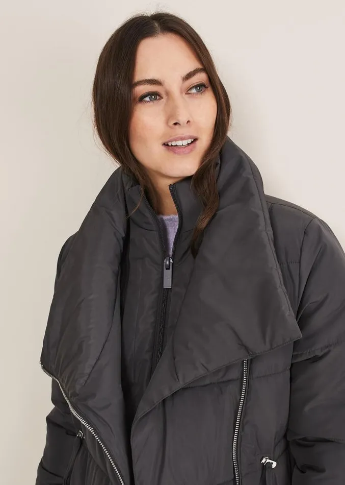 Rae Asymetric Long Puffer Charcoal Women Phase Eight Coats
