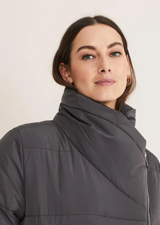 Rae Asymetric Long Puffer Charcoal Women Phase Eight Coats