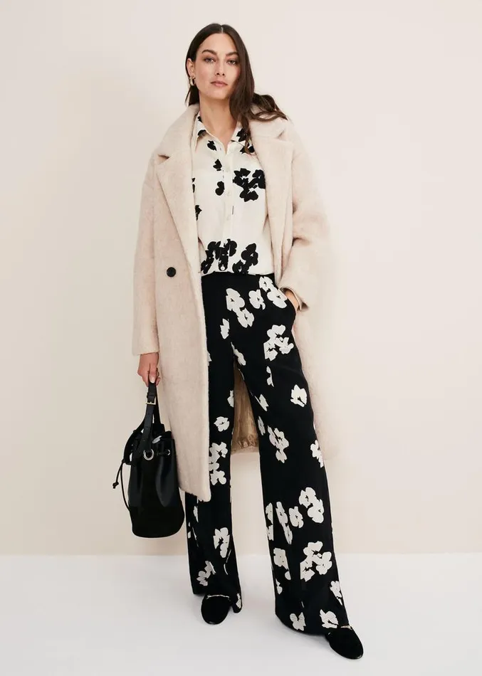 Rae Floral Wide Leg Trouser Black Women Phase Eight Trousers