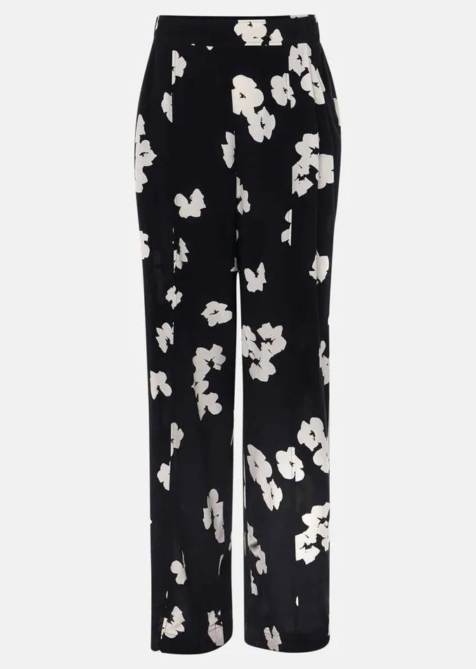 Rae Floral Wide Leg Trouser Black Women Phase Eight Trousers