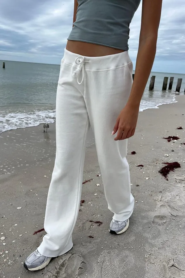 Rainey Cotton Sweatpants Natural White Women Brandy Melville Sweatpants and Sweatshirts
