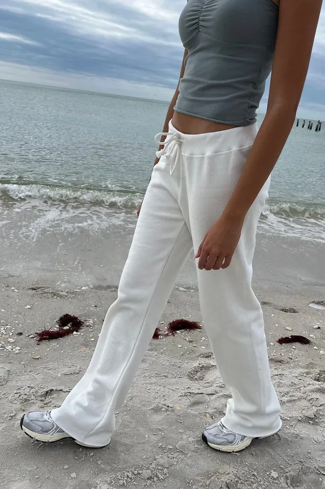 Rainey Cotton Sweatpants Natural White Women Brandy Melville Sweatpants and Sweatshirts