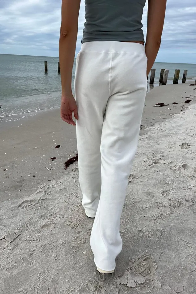 Rainey Cotton Sweatpants Natural White Women Brandy Melville Sweatpants and Sweatshirts