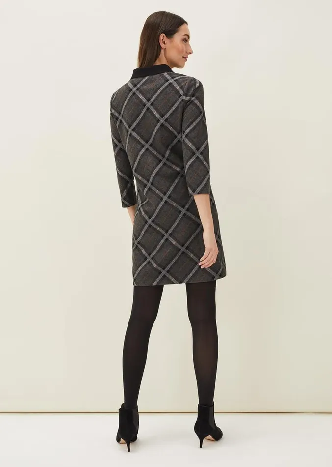 Rayia Check Tunic Dress Blackgrey Women Phase Eight Dresses