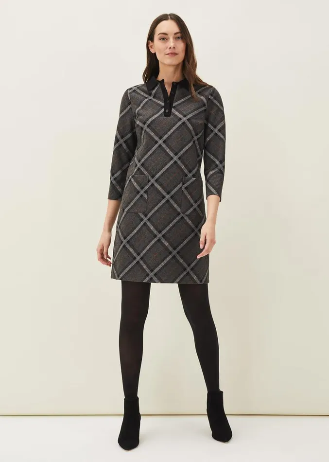 Rayia Check Tunic Dress Blackgrey Women Phase Eight Dresses