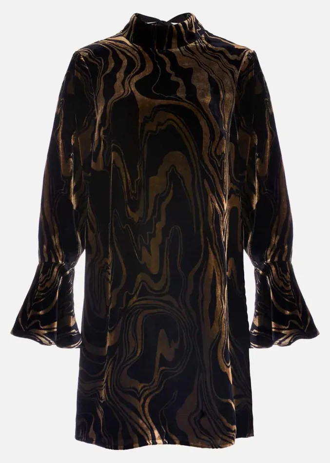 Rayna Velvet Swirl Mini Dress Black Women Phase Eight Dresses