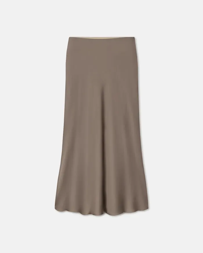 Razi Slip Satin Midi Skirt Clay Women Nanushka Skirts