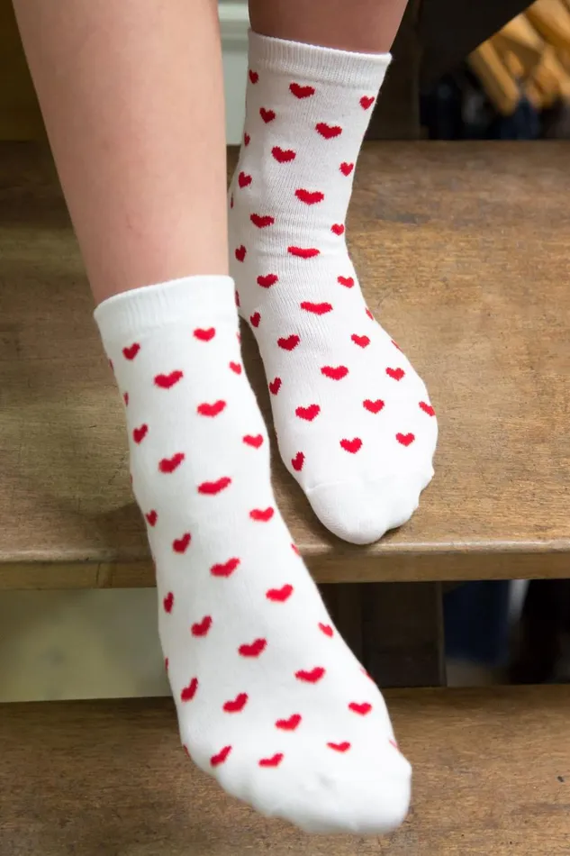 Red Heart Socks White With Red Hearts Women Brandy Melville Socks
