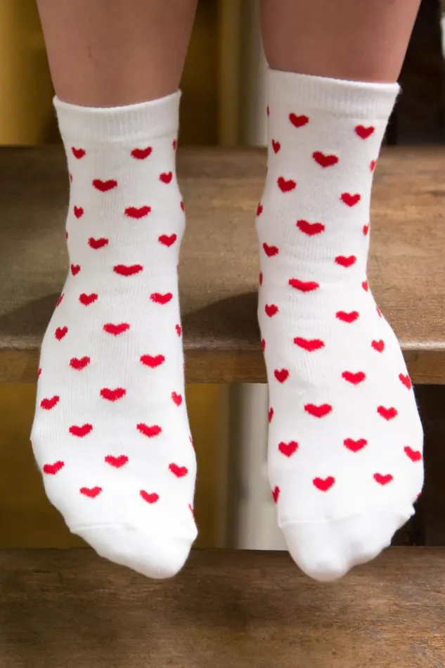 Red Heart Socks White With Red Hearts Women Brandy Melville Socks