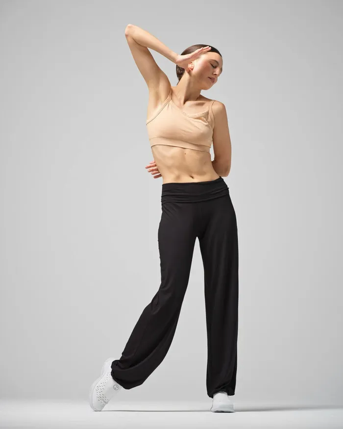 Repetto Womens Pants and Jumpsuits Viscose Jazz Pants With Fold Over Waistband Black Near Me
