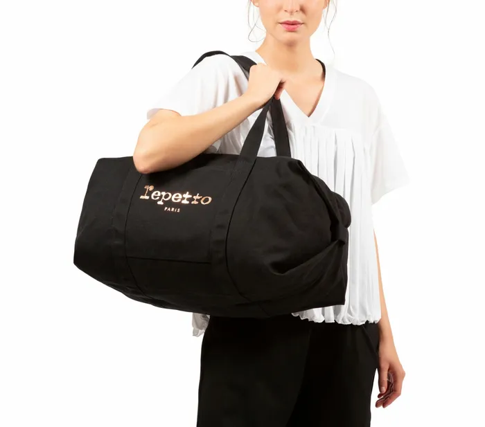Repetto Womens Sports Bags Cotton Duffle Bag Size L Black Gift for Friend