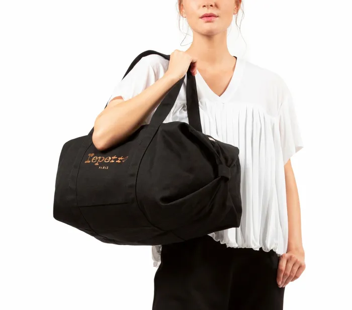 Repetto Womens Sports Bags Cotton Duffle Bag Size L Black Gift for Friend