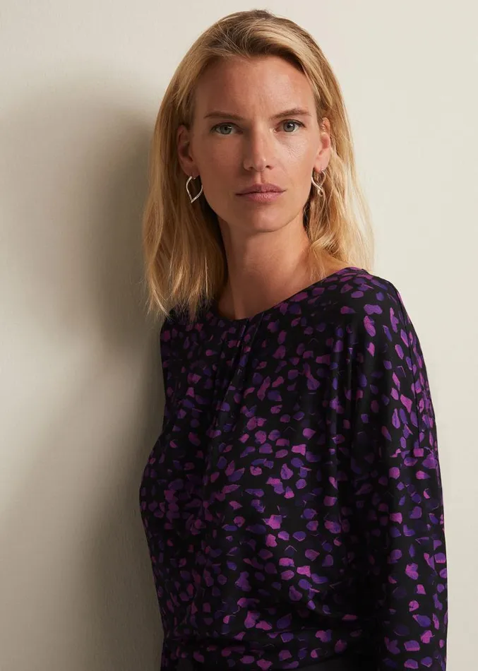 Ronie Abstract Pleated Top Purple Women Phase Eight Tops and TShirts