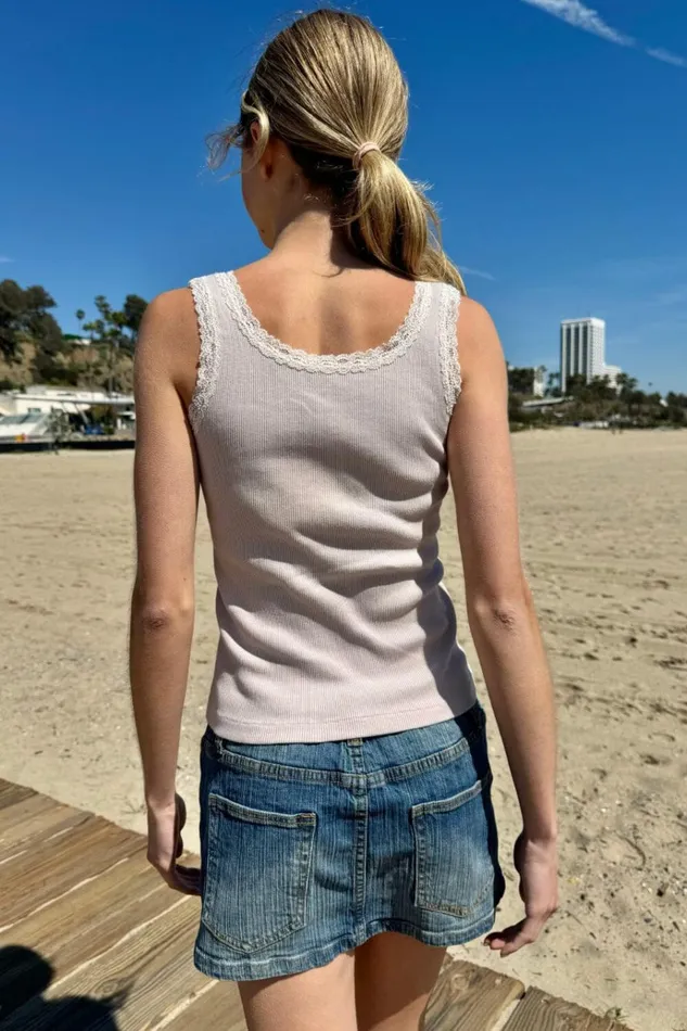 Ronnie Long Tank Pastel Pink Women Brandy Melville Tops