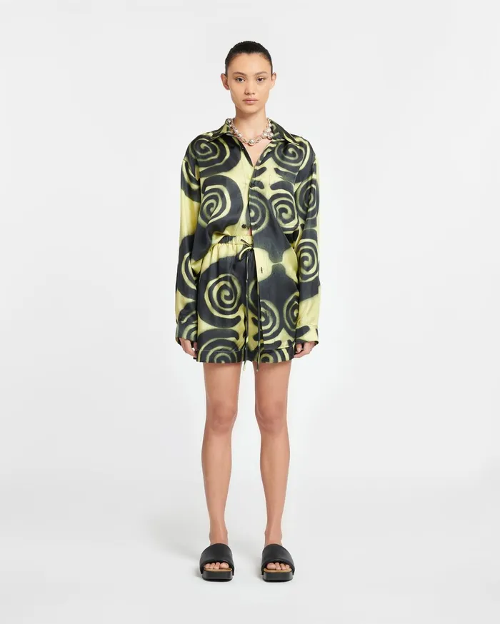 Sabrin Printed Twill Silk Shirt Spiral Spray Women Nanushka Tops