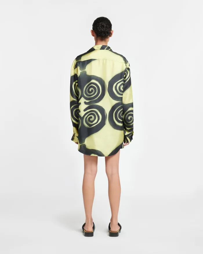 Sabrin Printed Twill Silk Shirt Spiral Spray Women Nanushka Tops