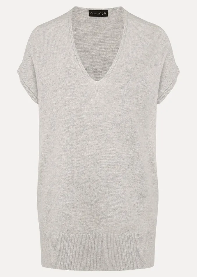 Safin V Neck Wool Blend Knitted Vest Grey Marl Women Phase Eight Knitwear