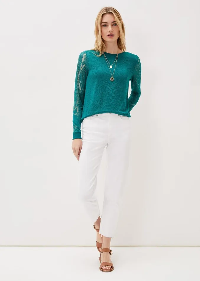 Sakuro Burnout Top Teal Women Phase Eight Tops and TShirts
