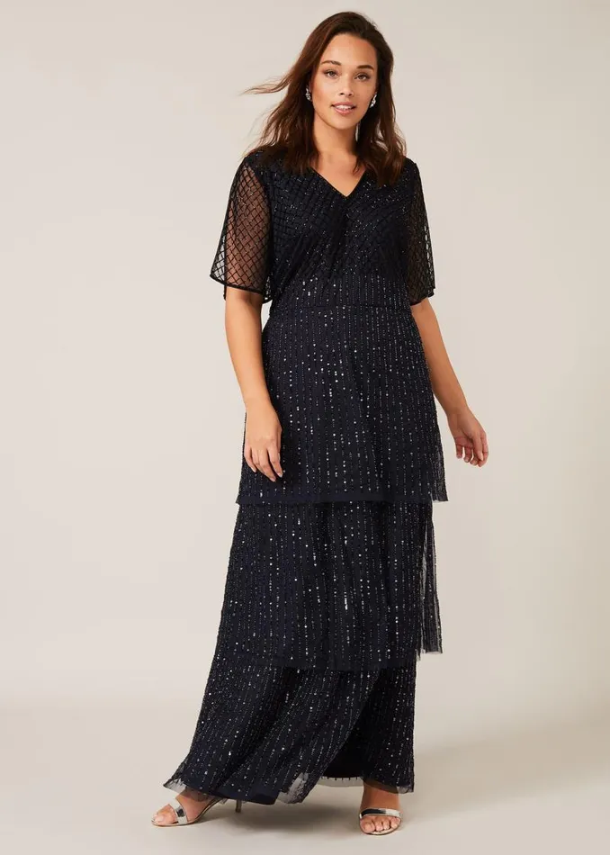 Sascha Beaded Maxi Dress Navy Women Phase Eight Dresses