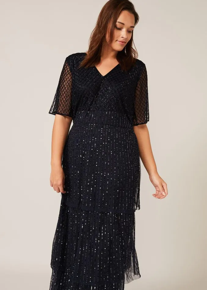 Sascha Beaded Maxi Dress Navy Women Phase Eight Dresses