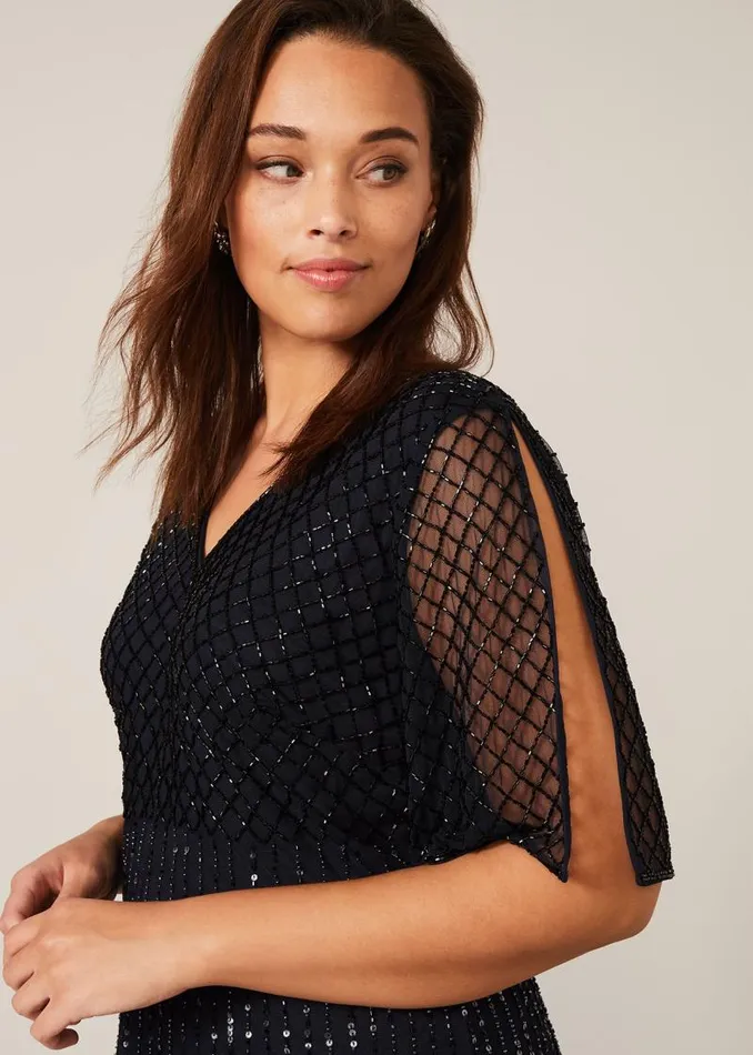 Sascha Beaded Maxi Dress Navy Women Phase Eight Dresses